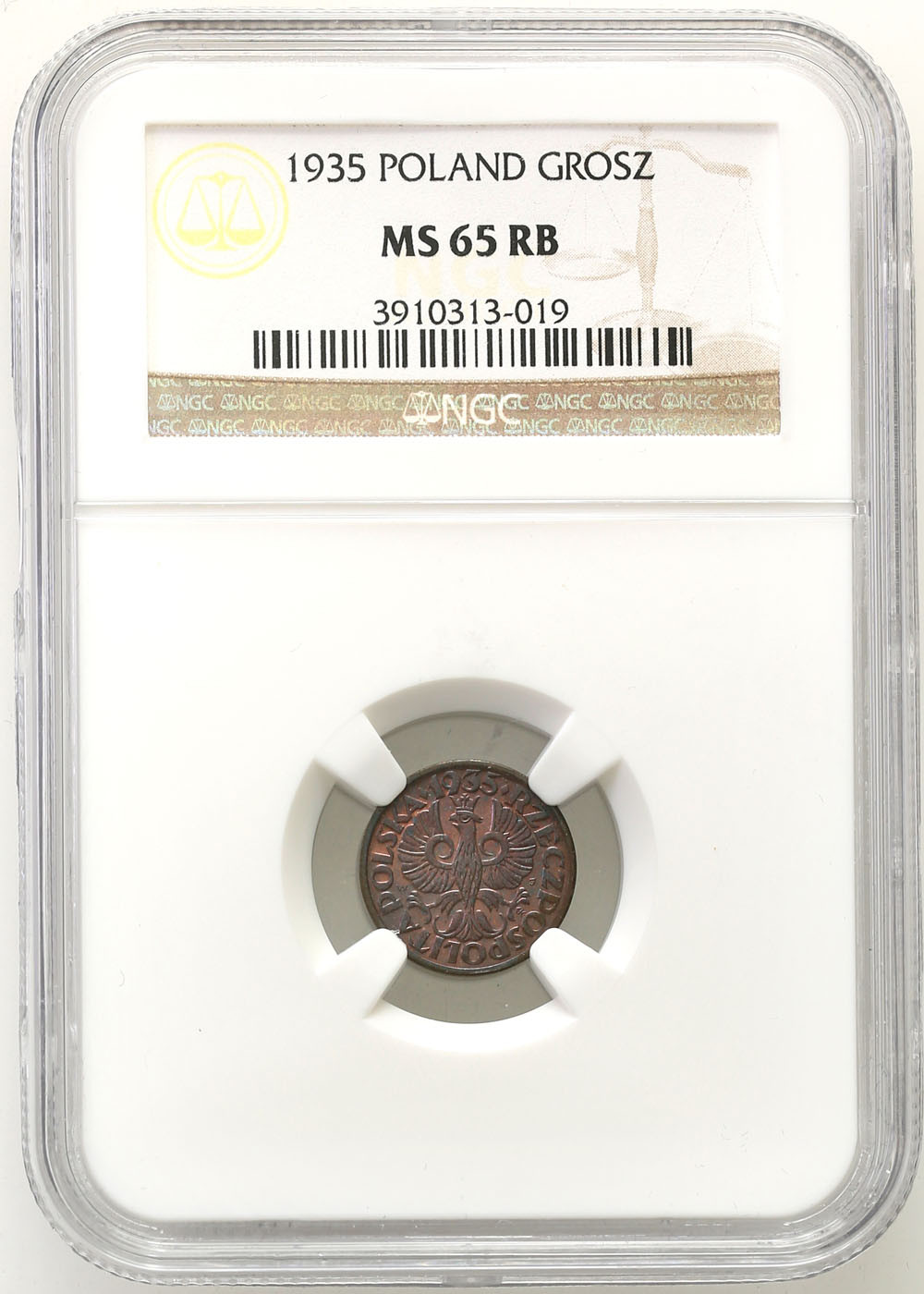 II RP. 1 grosz 1935 NGC MS65 RB